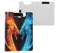 JUMBEAR Ice and Fire Twin Dragons Clipboard A4 with Double Clips,Foldover Clip Board with Cover,Lightweight Personal Organiser Suitable forfor Hospital Office School Business Classroom Supplies