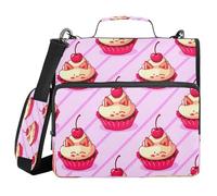 JUMBEAR Ice Cream Cake Zipper Binder with Shoulder Strap- 1.5 Inch O-Rings -Expanding File Folder - Multiple Pockets - 600 Sheet Capacity