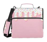 JUMBEAR Ice Cream Zipper Binder with Shoulder Strap- 1.5 Inch O-Rings -Expanding File Folder - Multiple Pockets - 600 Sheet Capacity