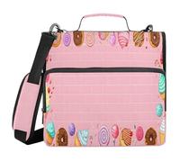 JUMBEAR Ice Cream Zipper Binder with Shoulder Strap- 1.5 Inch O-Rings -Expanding File Folder - Multiple Pockets - 600 Sheet Capacity