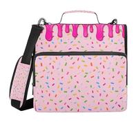 JUMBEAR Ice Cream Zipper Binder with Shoulder Strap- 1.5 Inch O-Rings -Expanding File Folder - Multiple Pockets - 600 Sheet Capacity