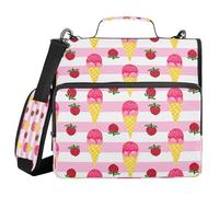 JUMBEAR Ice Cream Zipper Binder with Shoulder Strap- 1.5 Inch O-Rings -Expanding File Folder - Multiple Pockets - 600 Sheet Capacity