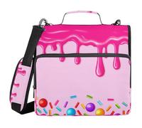 JUMBEAR Ice Cream Zipper Binder with Shoulder Strap- 1.5 Inch O-Rings -Expanding File Folder - Multiple Pockets - 600 Sheet Capacity