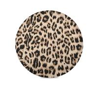 JUMBEAR Leopard Print Placemats Round Table Mats Non-Slip Washable Heat Resistant Waterproof Placemat For Kitchen Dining Coffee Table Decoration 15.4"（4PCS）
