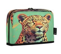 JUMBEAR Leopard with Closed Eyes Pencil Case,Large Capacity Pen Case Bag Pouch Holder Stationery Desk Organizer Cosmetic Bag with Zipper for School Office Travel