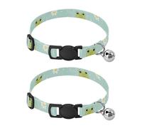 JUMBEAR Lotus Pond Green Frog Dog Collar With Bell 2-Pack,Soft Adjustable Puppy Collar Pet Collars for Small Medium Dogs and Cats