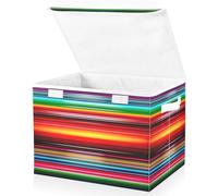 JUMBEAR Mexican Serape Blanket Stripes Fabric Storage Boxes with Lids,Collapsible Storage Basket Bins for Clothes Large Foldable Storage Box for Wardrobe Bedroom Office