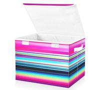 JUMBEAR Mexican Serape Blanket Stripes Fabric Storage Boxes with Lids,Collapsible Storage Basket Bins for Clothes Large Foldable Storage Box for Wardrobe Bedroom Office