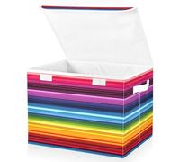 JUMBEAR Mexican Serape Blanket Stripes Fabric Storage Boxes with Lids,Collapsible Storage Basket Bins for Clothes Large Foldable Storage Box for Wardrobe Bedroom Office