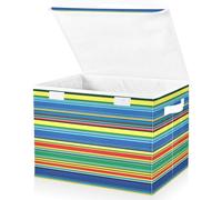 JUMBEAR Mexican Serape Stripes Fabric Storage Boxes with Lids,Collapsible Storage Basket Bins for Clothes Large Foldable Storage Box for Wardrobe Bedroom Office