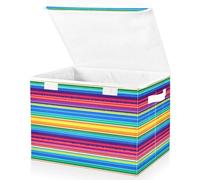 JUMBEAR Mexican Serape Stripes Fabric Storage Boxes with Lids,Collapsible Storage Basket Bins for Clothes Large Foldable Storage Box for Wardrobe Bedroom Office