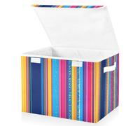 JUMBEAR Mexican Serape Stripes Fabric Storage Boxes with Lids,Collapsible Storage Basket Bins for Clothes Large Foldable Storage Box for Wardrobe Bedroom Office