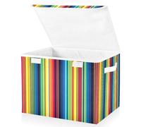 JUMBEAR Mexican Serape Stripes Fabric Storage Boxes with Lids,Collapsible Storage Basket Bins for Clothes Large Foldable Storage Box for Wardrobe Bedroom Office
