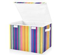 JUMBEAR Mexican Serape Stripes Fabric Storage Boxes with Lids,Collapsible Storage Basket Bins for Clothes Large Foldable Storage Box for Wardrobe Bedroom Office