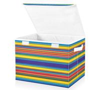 JUMBEAR Mexican Serape Stripes Fabric Storage Boxes with Lids,Collapsible Storage Basket Bins for Clothes Large Foldable Storage Box for Wardrobe Bedroom Office