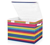 JUMBEAR Mexican Serape Stripes Fabric Storage Boxes with Lids,Collapsible Storage Basket Bins for Clothes Large Foldable Storage Box for Wardrobe Bedroom Office