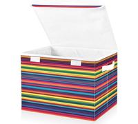 JUMBEAR Mexican Serape Stripes Fabric Storage Boxes with Lids,Collapsible Storage Basket Bins for Clothes Large Foldable Storage Box for Wardrobe Bedroom Office