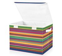 JUMBEAR Mexican Serape Stripes Fabric Storage Boxes with Lids,Collapsible Storage Basket Bins for Clothes Large Foldable Storage Box for Wardrobe Bedroom Office