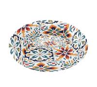 JUMBEAR Mexican Style Retro Ceramic Tiles Calming Dog Cat Donut Bed -Plush Puppy Kitten Cuddler Round Bed, Warm and Soft Pet Beds with Non-Slip Bottom and Washable-S