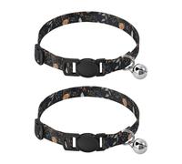 JUMBEAR Moth and Moon Dog Collar With Bell 2-Pack,Soft Adjustable Puppy Collar Pet Collars for Small Medium Dogs and Cats