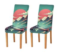 JUMBEAR Mountains under The Red Sunset Chair Covers for Dining Room 4PCS,Stretch Chair Slipcovers Removable Washable Kitchen Chair Cover Decorative Seat Protector