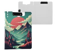 JUMBEAR Mountains Under The Red Sunset Clipboard A4 with Double Clips,Foldover Clip Board with Cover,Lightweight Personal Organiser Suitable forfor Hospital Office School Business Classroom Supplies