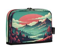 JUMBEAR Mountains Under The Red Sunset Pencil Case,Large Capacity Pen Case Bag Pouch Holder Stationery Desk Organizer Cosmetic Bag with Zipper for School Office Travel