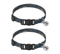 JUMBEAR Mysterious Tribe Sun Eye Dog Collar With Bell 2-Pack,Soft Adjustable Puppy Collar Pet Collars for Small Medium Dogs and Cats