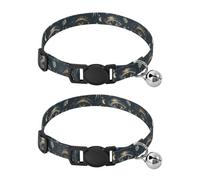 JUMBEAR Mysterious Tribe Sun Eye Dog Collar With Bell 2-Pack,Soft Adjustable Puppy Collar Pet Collars for Small Medium Dogs and Cats