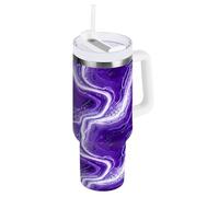 JUMBEAR Nander 30oz Beautiful Purple Marble Texture Tumbler with Handle and Straw Lid,Insulated Coffee Cup Reusable Stainless Steel Water Bottle Travel Mug Cupholder,Keeps Cold or Hot