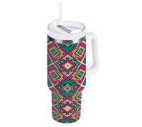 JUMBEAR Nander 30oz Native American Indian Tribal Pattern Tumbler with Handle and Straw Lid,Insulated Coffee Cup Reusable Stainless Steel Water Bottle Travel Mug Cupholder,Keeps Cold or Hot