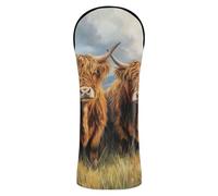 JUMBEAR Oil Painting Of Two Highland Cows Golf Club Head Cover for Driver/Fairway Woods/Hybrid,1Pack PU Leather Golf Headcover with Number Tag