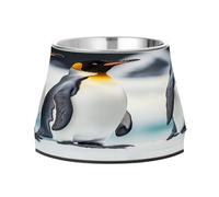JUMBEAR Penguins Standing on An Ice Floe Anti slip Dog Bowls,Stainless Steel Cat Bowls,Cute Pet Bowls for Medium/Small Size Dogs