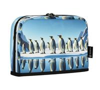 JUMBEAR Penguins Standing on an Ice Floe Pencil Case,Large Capacity Pen Case Bag Pouch Holder Stationery Desk Organizer Cosmetic Bag with Zipper for School Office Travel