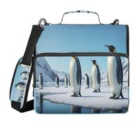 JUMBEAR Penguins Standing on an Ice Floe Zipper Binder with Shoulder Strap- 1.5 Inch O-Rings -Expanding File Folder - Multiple Pockets - 600 Sheet Capacity