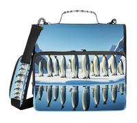 JUMBEAR Penguins Standing on an Ice Floe Zipper Binder with Shoulder Strap- 1.5 Inch O-Rings -Expanding File Folder - Multiple Pockets - 600 Sheet Capacity
