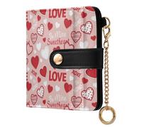 JUMBEAR Pink Red Love Hearts Purses for Women,RFID Blocking PU Leather Wallet for Women,Zipper Coin Purse with Multiple Card Slots and Roomy Compartment