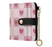 JUMBEAR Pink Red Love Hearts Purses for Women,RFID Blocking PU Leather Wallet for Women,Zipper Coin Purse with Multiple Card Slots and Roomy Compartment