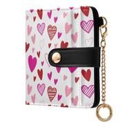 JUMBEAR Pink Red Love Hearts Purses for Women,RFID Blocking PU Leather Wallet for Women,Zipper Coin Purse with Multiple Card Slots and Roomy Compartment