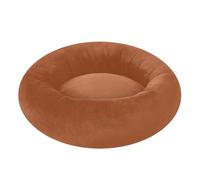 JUMBEAR Plain Brown Calming Dog Cat Donut Bed -Plush Puppy Kitten Cuddler Round Bed, Warm and Soft Pet Beds with Non-Slip Bottom and Washable-XS