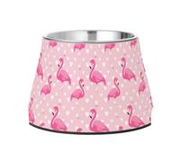 JUMBEAR Pretty Flamingo Stainless Steel Dog Bowls,Food and Water Non Slip Anti Pet Puppy Dishes for Small, Medium and Large Dogs Cats