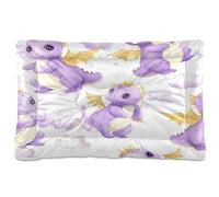 JUMBEAR Purple Dinosaur Pet Bed Mats,Non Slip Bottom Dog Crate Mattress Cat Dog Mat,Soft Comfortable Pet Cat Beds for Cats and Dogs Sleeping 36x24in