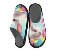 JUMBEAR Rabbit Sitting Colored Easter Eggs Memory Foam Slippers Slip on Anti-Skid Sole Bedroom House Slippers of Women Men-29
