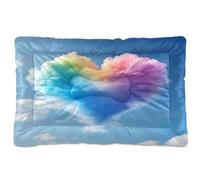 JUMBEAR Rainbow Love Heart Pet Bed,Non Slip Bottom Dog Crate Mattress Cat Dog Mat,Soft Comfortable Pet Cat Beds for Cats and Dogs Sleeping 36x24in