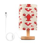 JUMBEAR Red Crayfish Small Eye Care Table Lamp,Bedside Lamps Nightstand Lamps with Flaxen Fabric Shade for Kids Room Living Room Office Desk