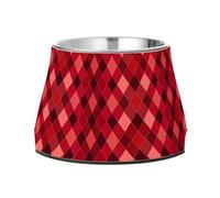 JUMBEAR Red French Buffalo Check Stainless Steel Dog Bowls,Food and Water Non Slip Anti Pet Puppy Dishes for Small, Medium and Large Dogs Cats