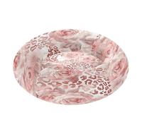 JUMBEAR Rose Gold Leopard Pattern Calming Dog Cat Donut Bed -Plush Puppy Kitten Cuddler Round Bed, Warm and Soft Pet Beds with Non-Slip Bottom and Washable-XS