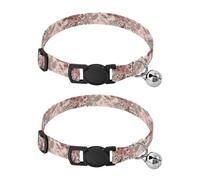 JUMBEAR Rose Gold Leopard Pattern Dog Collar With Bell 2-Pack,Soft Adjustable Puppy Collar Pet Collars for Small Medium Dogs and Cats