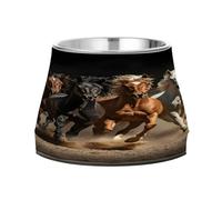 JUMBEAR Running Horse Anti slip Dog Bowls,Stainless Steel Cat Bowls,Cute Pet Bowls for Medium/Small Size Dogs