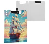 JUMBEAR Sailboat Clipboard A4 with Double Clips,Foldover Clip Board with Cover,Lightweight Personal Organiser Suitable forfor Hospital Office School Business Classroom Supplies